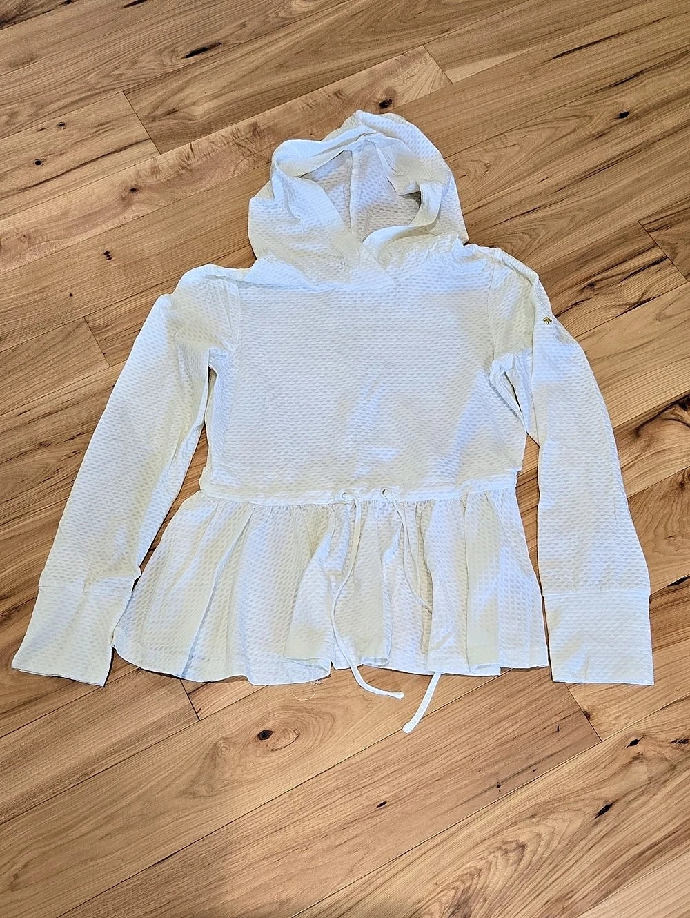 Kate Spade New York Hooded Peplum Top in White Size Small Like New